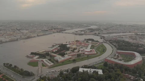Filming of Peter and Paul Fortress in St. Petersburg in autumn Stock Footage