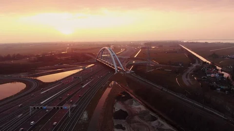 Filming rush hour with beautiful sunset 4K Stock Footage 87718963