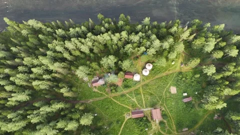 Filming a small settlement deep in the Altai Mountains. Stock Footage 345114904