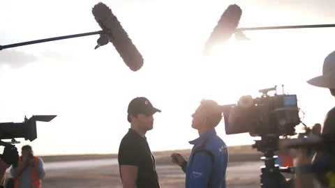 Filming in the steppe. The operator moves the camera along the slider. Stock Footage 226922054