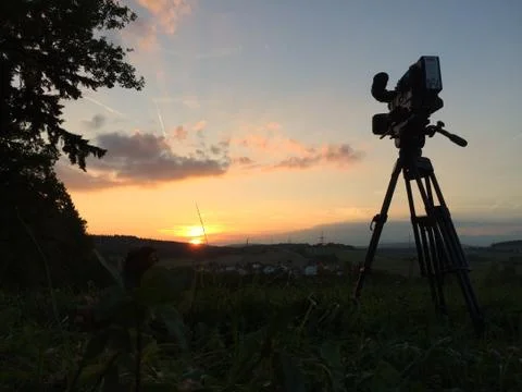 Filming sunset 스톡 사진