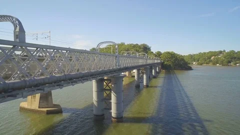 Filming Train Over Bridge Video stock 74905625