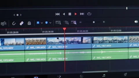 Filmmaker editing video material in an editing program. Close-up of a profe.. Video stock 336182534