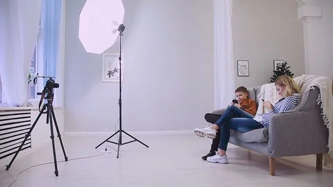 Filmmaker on the set Stock Footage 100834150