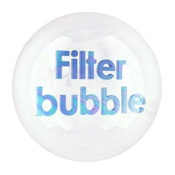 Filter Bubble concept with soap bubble. 3d rendering Illustrazione stock