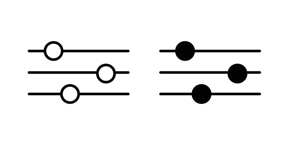 Filter Button icon drawing lines. Silhouette style vector bundle Stock Illustration