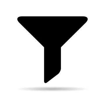 Filter button web shape shadow icon, filtering symbol, funnel sign vector ill Illustrazione stock
