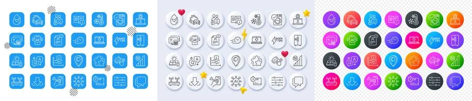 Filter, Chart and Communication line icons. For web app, printing. Line icons Stock Illustration