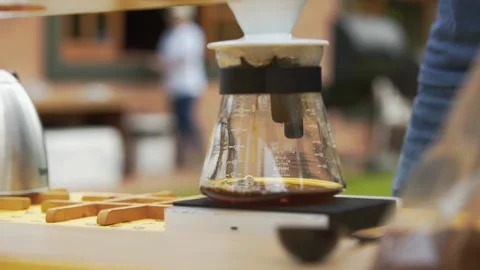 Filter coffee dripping slow motion Stock Footage 157577912