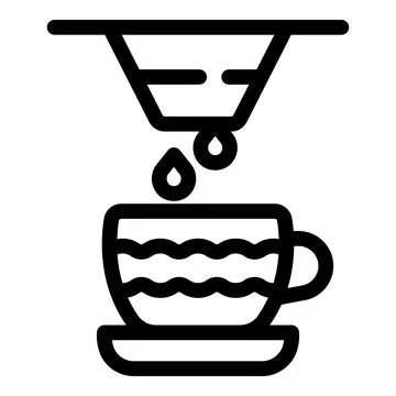 Filter coffee maker pouring delicious brew into cup Stock-Illustration