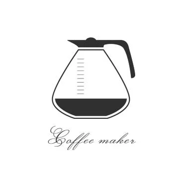 Filter coffee pot simple flat icon. Vector black coffee maker machine pot. Stock Illustration