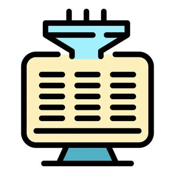 Filter database icon color outline vector Stock Illustration