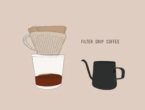 Filter drip coffee, sketch vector. Stock Illustration