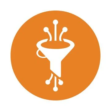 Filter, funnel, big data icon. Orange color vector EPS. Stock Illustration
