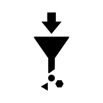 Filter, funnel, data variety icon. Black vector graphics. Stock Illustration