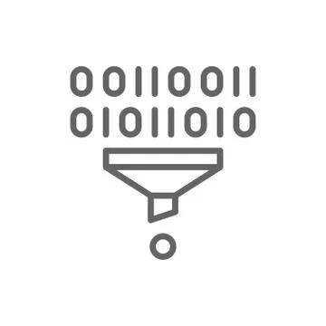 Filter, funnel, sorting, data tunnel line icon. Illustrazione stock