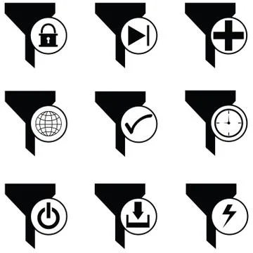Filter icon set Stock Illustration
