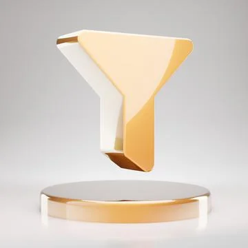 Filter icon. Yellow Gold Filter symbol on golden podium. イラスト素材