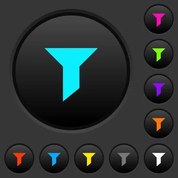 Filter icons dark push buttons with color icons 스톡 일러스트