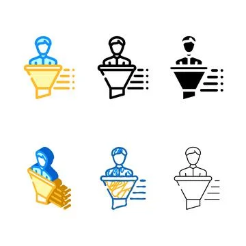 Filter kyc set color icon vector Illustration
