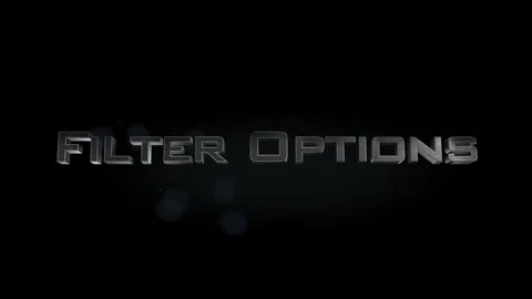 Filter Options title metal text on black alpha channel background Stock Footage 296227279