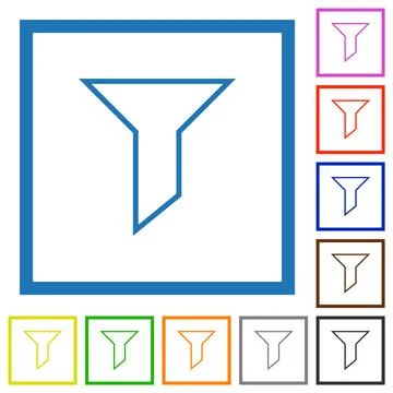 Filter outline flat framed icons 스톡 일러스트