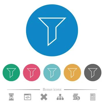 Filter outline flat round icons Stock Illustration
