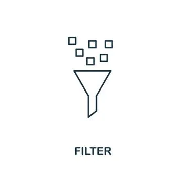 Filter outline icon. Thin line style from big data icons collection. Pixel Stock Illustration