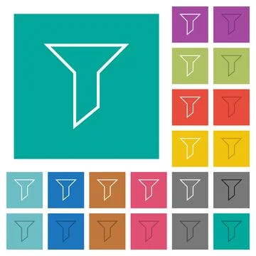 Filter outline square flat multi colored icons Stock Illustration