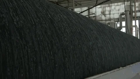 Filter for purification in work process rotate, plant for fruit processing Stock Footage 69212452