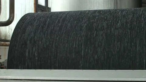 Filter rotates in the plant for fruit processing, juice production factory Stock Footage 69153564