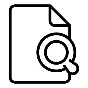 Filter search document icon, outline style Stock Illustration