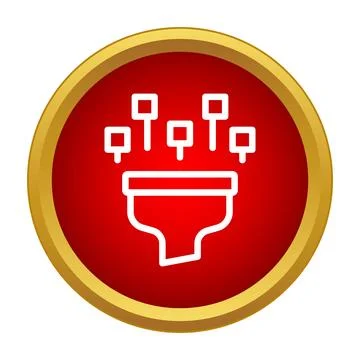 Filtering and sorting data concept on a red button Stock Illustration