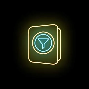 Filtering data files concept with neon glowing icon 库存插图
