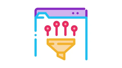 Filtering data icon outline illustration color Video stock 145265589