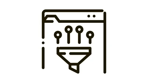 Filtering data icon outline illustration color Video stock 145757670