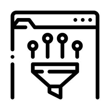 Filtering data icon vector outline illustration Stock Illustration