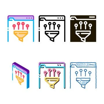 Filtering data icon vector pack outline 스톡 일러스트
