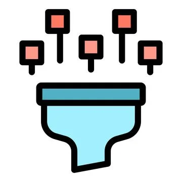 Filtering data through a funnel, streamlining information for efficient proce イラスト素材