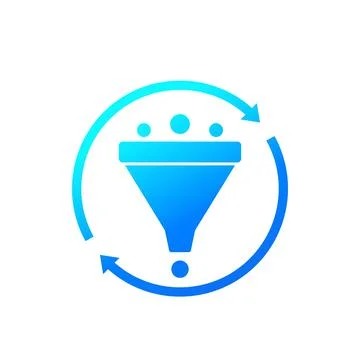Filtering icon with funnel, vector Stockillustratie