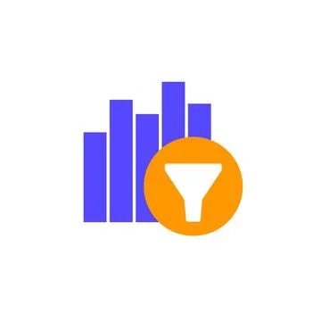 Filtering icon with a graph 스톡 일러스트