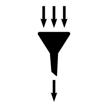 Filtering icon, vector watering can with filter and arrows Stock Illustration