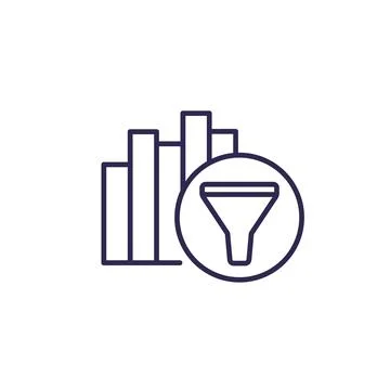 Filtering line icon with a graph Illustrazione stock