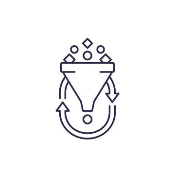 Filtering, line icon on white Illustrazione stock