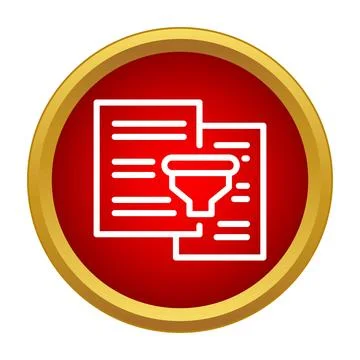 Filtering process for documents and information with a funnel icon Stock Illustration