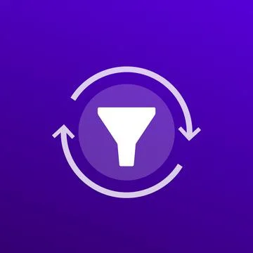 Filtering process icon with arrows Illustrazione stock