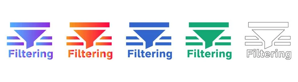 Filtering Process Icon Set in Multiple Styles イラスト素材