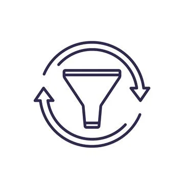 Filtering process line icon with arrows Illustrazione stock