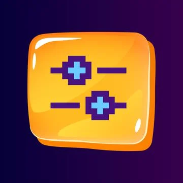 Filters setup glossy ui button with pixelated color icon Stock Illustration