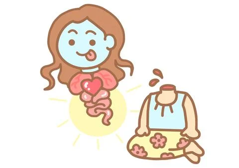 A filth eating ghost is floating out of the body. Illustrazione stock